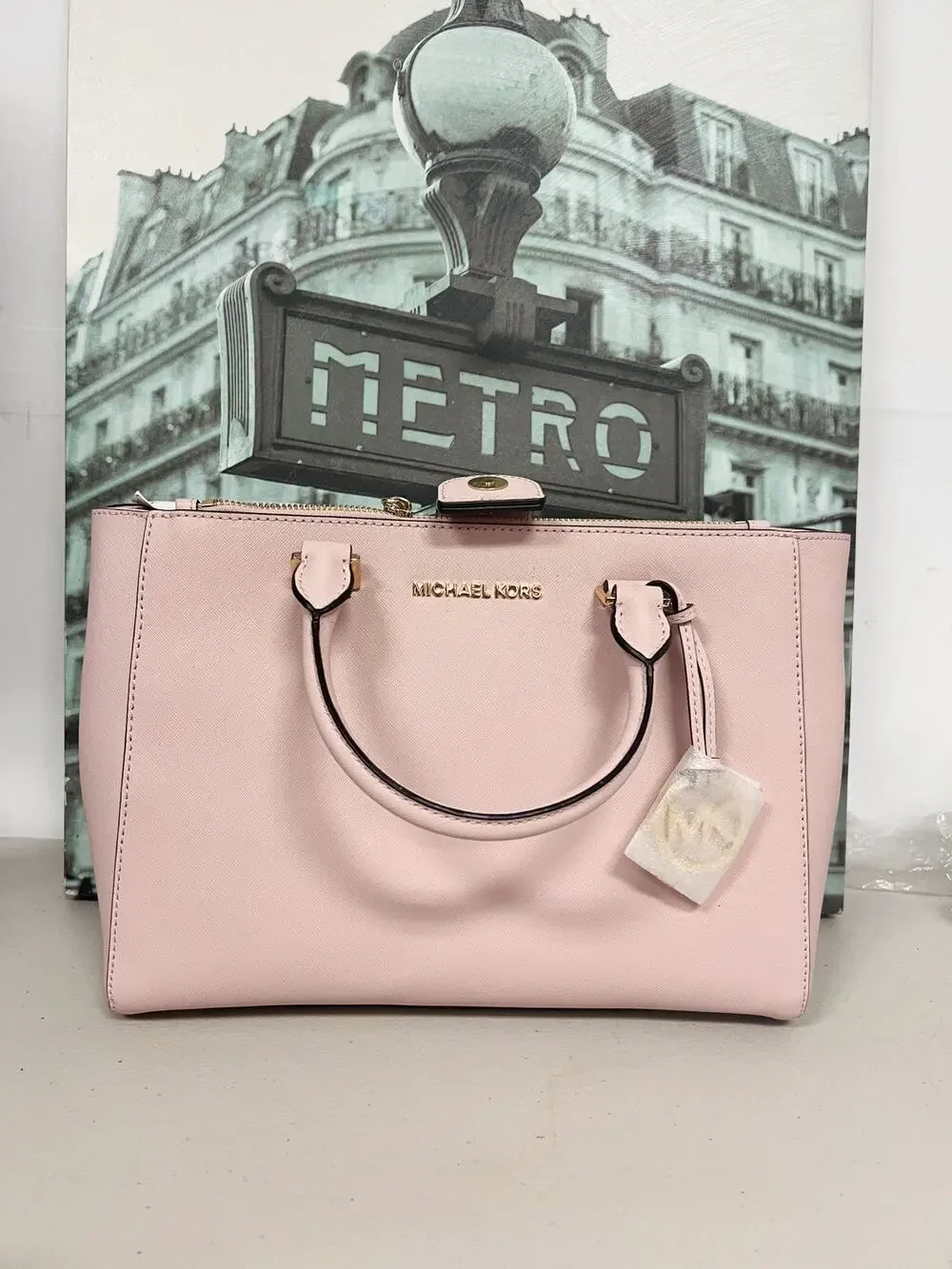 Michael Kors Kellen MD Satchel 35H7GSOT2L Blossom Pink Saffiano Leather